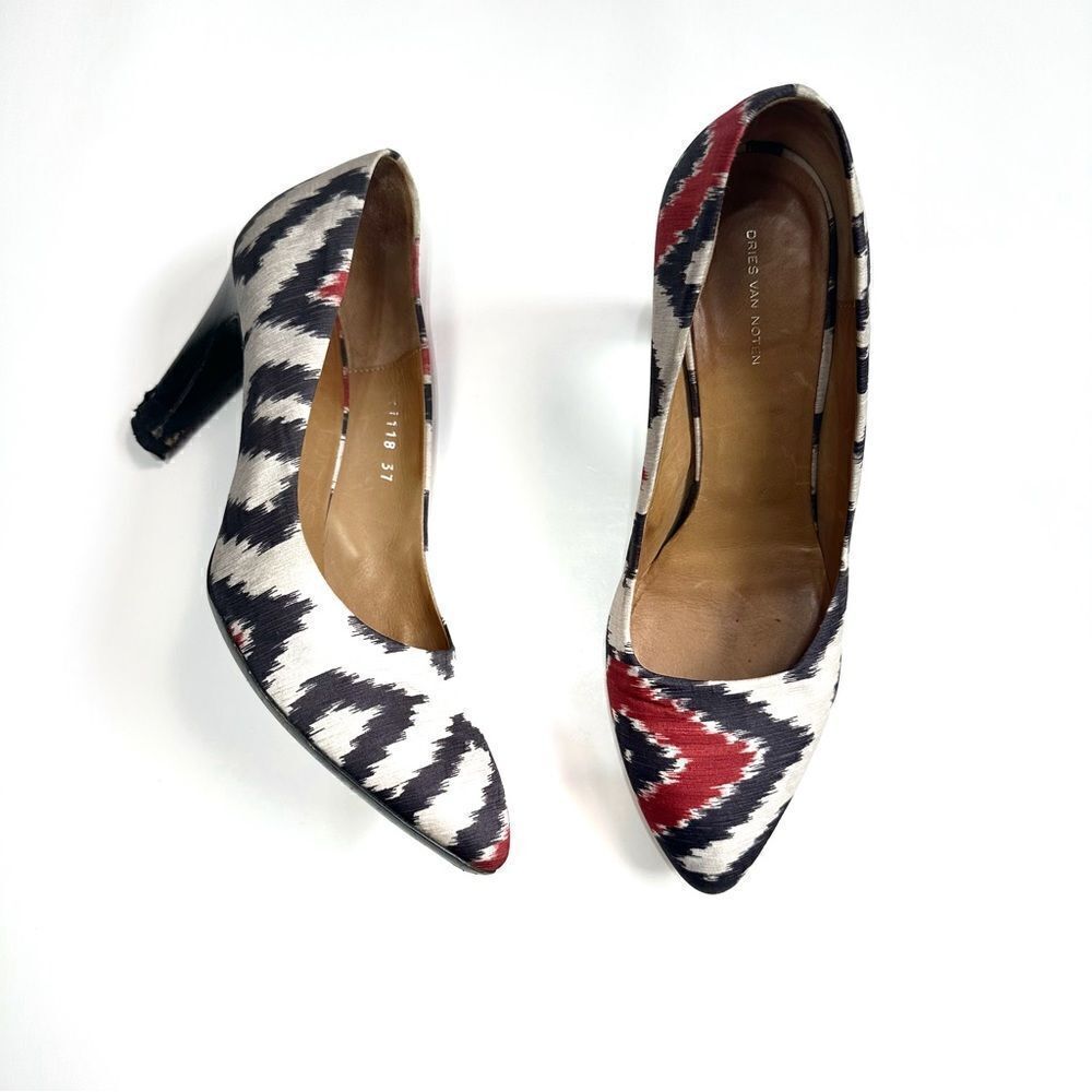Dries Van Noten Geometric Aztec Print Heels Sz 37